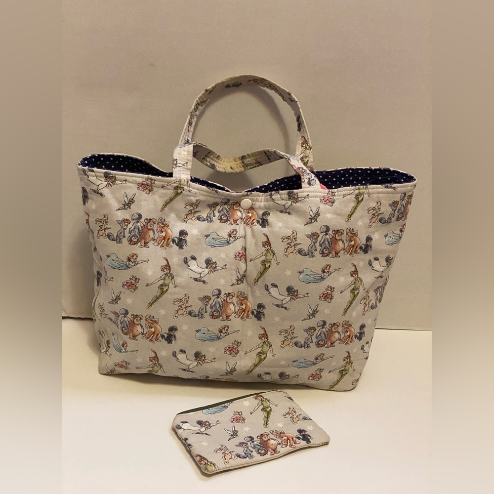 Hand- made Peter Pan fabric tote